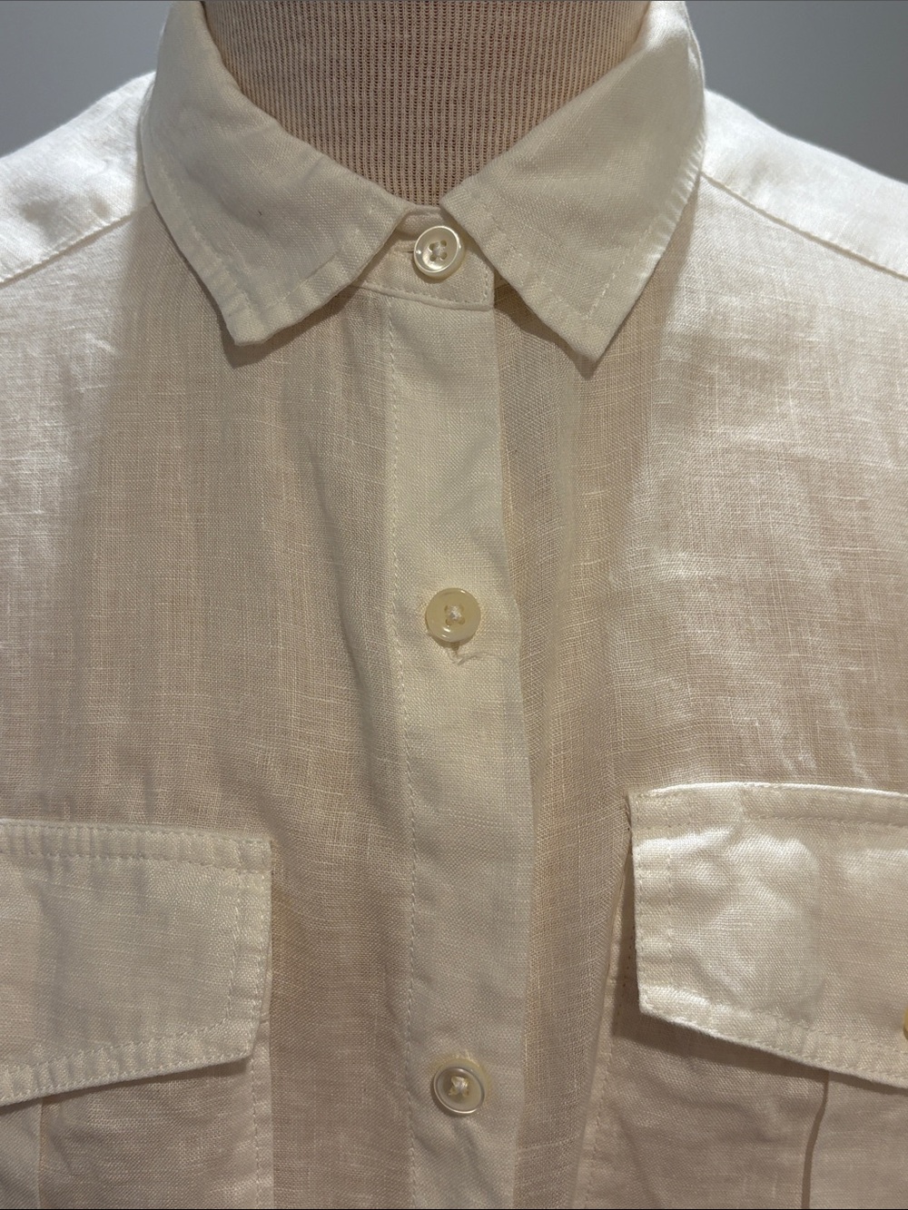 Alex Mill M 100% Linen Utility Shirt in White Linen Shirt with Chest Pockets - Picture 4 of 11